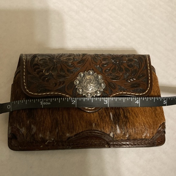 Numbered genuine hand tooled leather phone case with hair - Picture 11 of 11